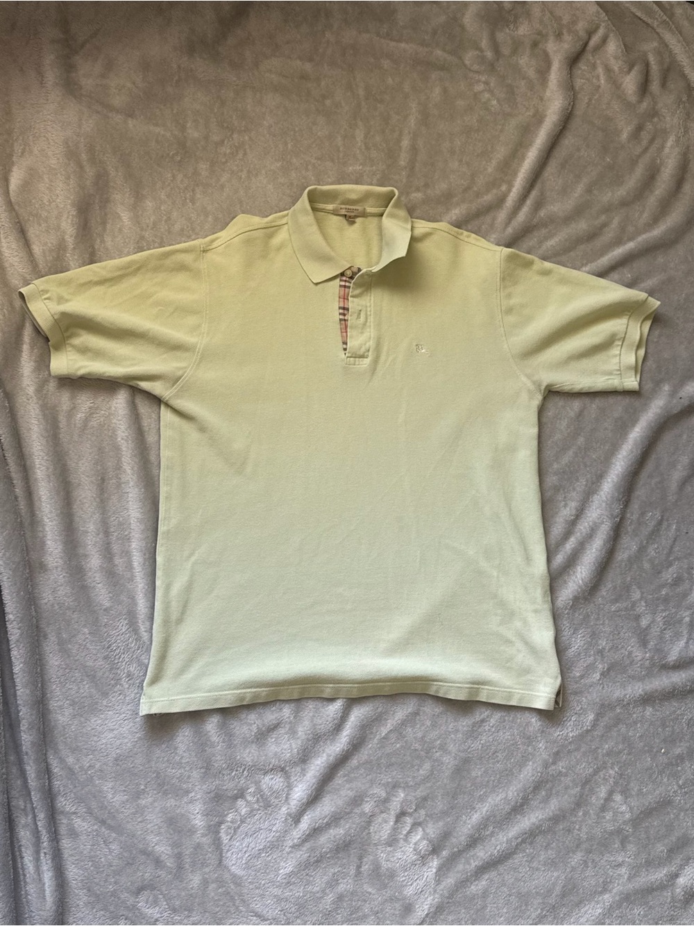 Burberry Light yellow/Green Polo with Signature Placket